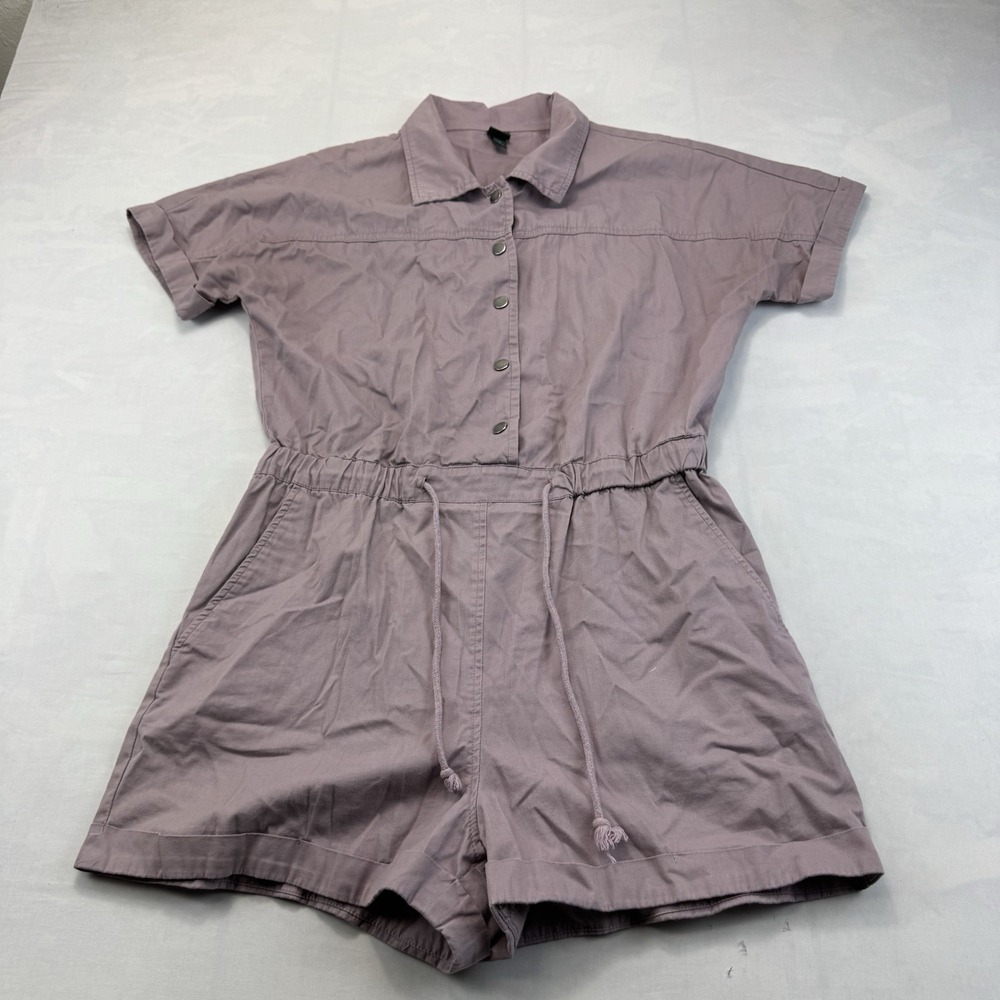 Wild Fable Women's Medium Mauve Utility Button Front Drawstring Romper Shorts